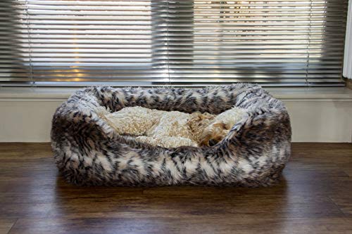 Rosewood Cama Grande para Perros de Razas Grandes. Lavable a máquina, Pelo sintético súper Suave y Acogedor, Cama de Perro con Estampado Animal 87 x 70 x 18 cm Aproximadamente