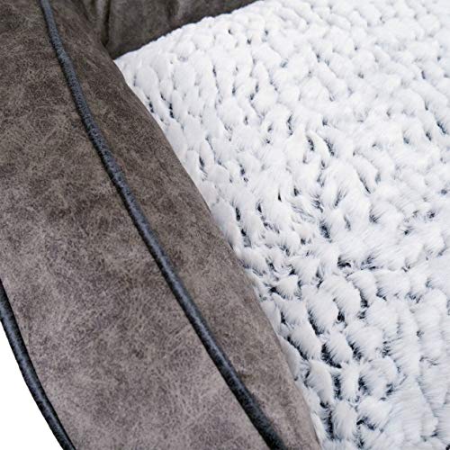 Rosewood - Cama para perros, lavable a máquina, cama para perros de gamuza sintética forrada de vellón súper suave, gris, mediana - 68 cm