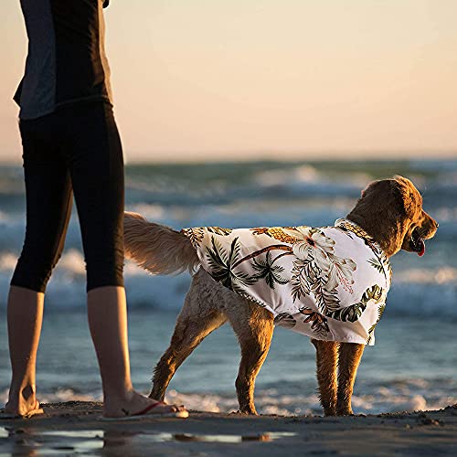 RoxNvm Camiseta de Verano para Perros, Camisas de Perro Hawaiano, Playera para Perros Estilo Resort de Playa, Ropa de Perro Transpirable de Moda para Cachorros, 2 Piezas, Azul y Blanco (Grande)