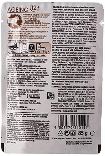 ROYAL CANIN Ageing +12 Comida para Gatos - Paquete de 12 x 85 gr - Total: 1020 gr