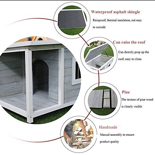 RSTJ-Sjef Cabaña De Troncos para Perros para Exteriores O Interiores, Casa De Madera para Perros Refugio para Mascotas con Techo Abatible, Caseta para Perros Resistente A La Intemperie