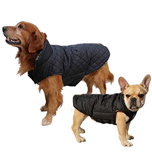 RTEAQ Abrigo Perro Reversible Impermeable Mediano Grande Ropa para Perros Grandes Chaqueta de Abrigo de Invierno Chaleco a Cuadros cálido Labrador Bulldog Boxer Ropa para Perros