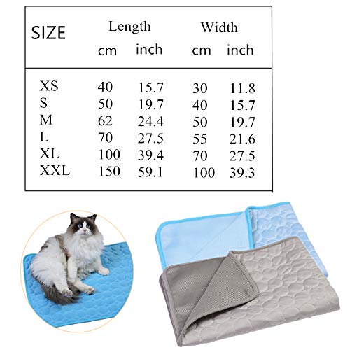 Ruankenshop Alfombra Refrescante Perro Manta Refrigerante Perro Perro Estera Fresca Gato Mat Almohada de refrigeración para Perros Genial Cama del Perro Gris,62