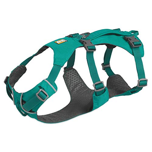 RUFFWEAR Arnés Flagline para Perros, Arnés Reflectante Acolchado Antitirones con Asa - Turquesa Agua Helada, M