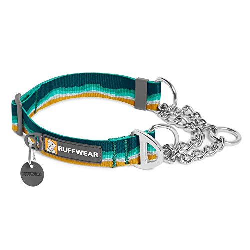 RUFFWEAR Collar Chain Reaction para Perros, Collar Martingale Ajustable - Espuma de Mar, 11” – 14” (28-35,5 cm)