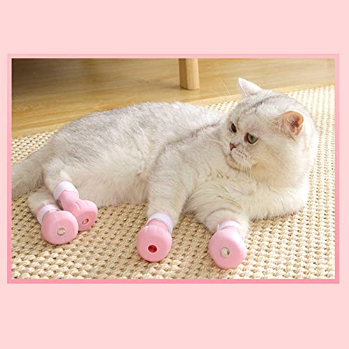 Runsmooth Botines De Baño para Gatos Botas Anti-arañazos Zapatos De Gato De Silicona Fundas De Goma para Uñas para Gatos Botas Protectoras De Pata De Gato para El Afeitado De Baño En Casa (Rosa)