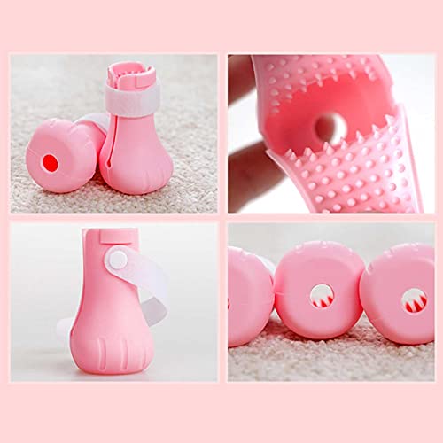 Runsmooth Botines De Baño para Gatos Botas Anti-arañazos Zapatos De Gato De Silicona Fundas De Goma para Uñas para Gatos Botas Protectoras De Pata De Gato para El Afeitado De Baño En Casa (Rosa)