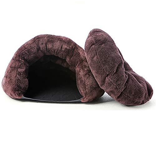 Saco De Dormir Cálido Cuevas Casa Sleeping Bed Noble Cama Para Perros Y Gatos Puppy Conejo Mascota, Antideslizante, Suave Y Cómodo/Sueño Profundo, Lavable A Máquina,Marrón,S