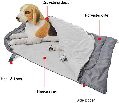 Saco de dormir para perros EASJOY, impermeable, cálida, portátil, Cama Perro Ortopédica con bolsa de almacenamiento, para interior y exterior, camping, senderismo, mochila (43.3''L x 27.6''W)