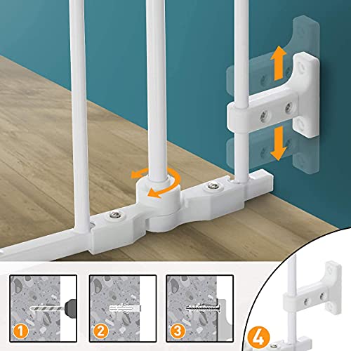 SAFGH Puerta para bebés de 80 Pulgadas, Extra Ancha, Alta, para Perros, Mascotas, Cierre automático, Puerta de Seguridad para niños, para escaleras, Puerta, Valla de Acero Plegable de 3 Paneles, s