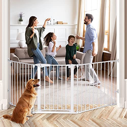 SAFGH Puerta para bebés de 80 Pulgadas, Extra Ancha, Alta, para Perros, Mascotas, Cierre automático, Puerta de Seguridad para niños, para escaleras, Puerta, Valla de Acero Plegable de 3 Paneles, s