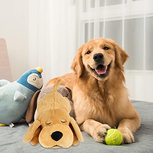 SANTASAN Juguete de Peluche para Cachorro con Latido del corazón - Alivio de la ansiedad por separación, Animal de Peluche Agradable para la Piel, Que Calma la ansiedad, Ayuda conductual, Juguete