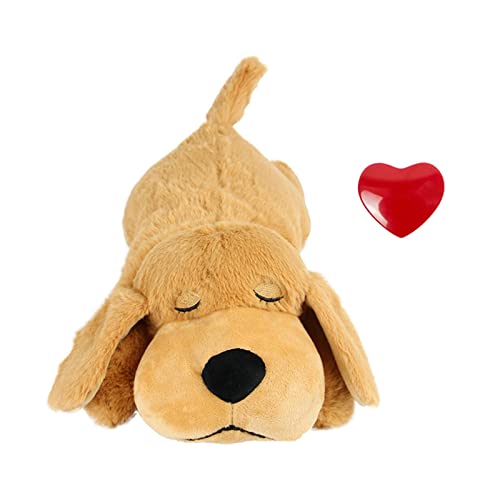 SANTASAN Juguete de Peluche para Cachorro con Latido del corazón - Alivio de la ansiedad por separación, Animal de Peluche Agradable para la Piel, Que Calma la ansiedad, Ayuda conductual, Juguete