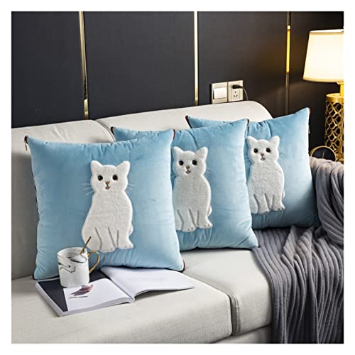 Sanzjwyl Manta de cojín plegable para gatos, diseño de conejo, ciervo, doble propósito, para coche, sofá, cama, almohada para el hogar, patchwork 2 en 1 (color: azul conejo, tamaño: 50 x 50 cm)