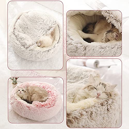 Savlot Cama para Perros Calmante Cama para Perros y Gatos Cama para Perros y Gatos Cama para Gatos de Felpa Mullida Cama para Mascotas Interior para Gatos Perros Pequeños Medianos Sofá Redondo