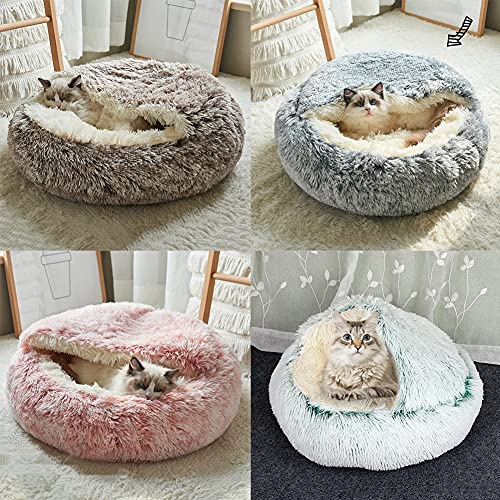 Savlot Cama para Perros Calmante Cama para Perros y Gatos Cama para Perros y Gatos Cama para Gatos de Felpa Mullida Cama para Mascotas Interior para Gatos Perros Pequeños Medianos Sofá Redondo