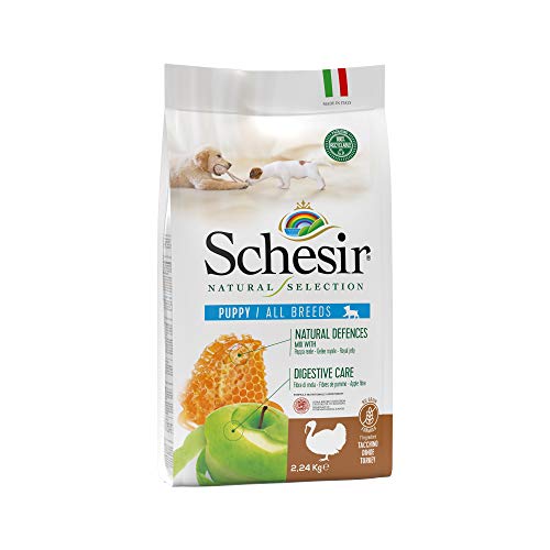 Schesir, Pienso Completo Y Equilibrado para Cachorros, Línea Natural Selection con Alto Contenido En Pavo, Croquetas - Formato Bolsa De 2,24 Kg