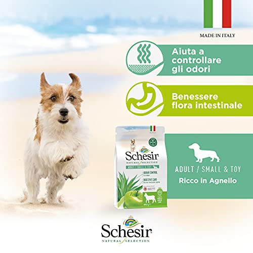 Schesir, Pienso Completo Y Equilibrado para Perros Adultos De Tamaño Pequeño, Línea Natural Selection con Alto Contenido En Cordero, Croquetas - Formato Bolsa De 4,5 Kg