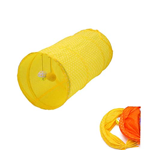 Screst Tubo Túnel Animal Doméstico del Perro del Gato De Juguete Plegable Tubo Juego del Entrenamiento del Juguete Interactivo Juguete del Perrito Gatito Amarillo Túnel