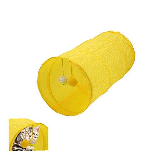 Screst Tubo Túnel Animal Doméstico del Perro del Gato De Juguete Plegable Tubo Juego del Entrenamiento del Juguete Interactivo Juguete del Perrito Gatito Amarillo Túnel