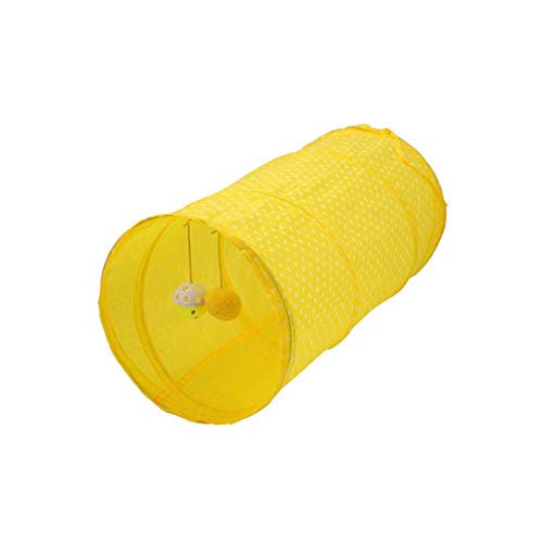 Screst Tubo Túnel Animal Doméstico del Perro del Gato De Juguete Plegable Tubo Juego del Entrenamiento del Juguete Interactivo Juguete del Perrito Gatito Amarillo Túnel