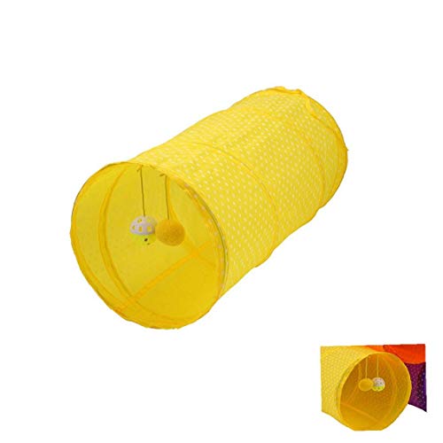 Screst Tubo Túnel Animal Doméstico del Perro del Gato De Juguete Plegable Tubo Juego del Entrenamiento del Juguete Interactivo Juguete del Perrito Gatito Amarillo Túnel