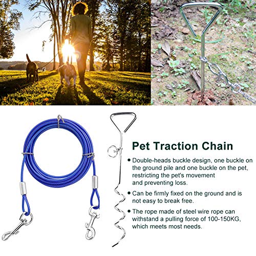 Sdfafrreg Estaca de Tierra para Perros, Espiral de estaca de Tierra para Mascotas de Dos Cabezas para Mascotas al Aire Libre(Blue, Dog Pile + Steel Trumpet)