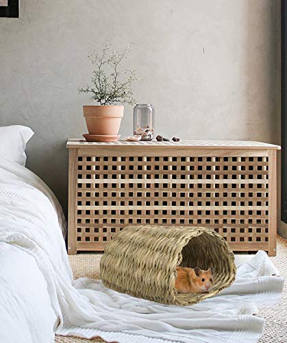 Seagrass House Túnel Hutch, Cabaña tejida para acostarse o dormir | Comodidad, calidez, seguridad, caja fuerte para mascotas, hogar comestible para conejos, conejos, chinchilla y animales pequeños