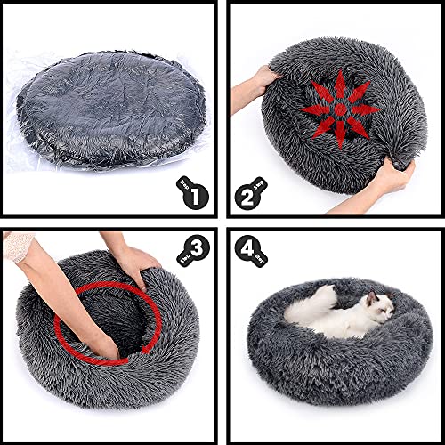 Sedefen Cama redonda de peluche para perros y gatos, lavable, antideslizante, para perros y gatos, color rosa palo, diámetro de 60 cm