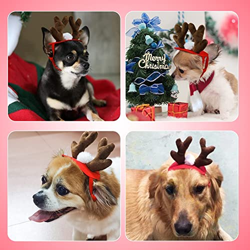 SEGMINISMART Diadema Cuernos para Mascota,Tocado de Navidad para Mascotas,Navidad Rojo para Mascotas,Diadema de Cuernos de Reno de Navidad para Perros, Gatos