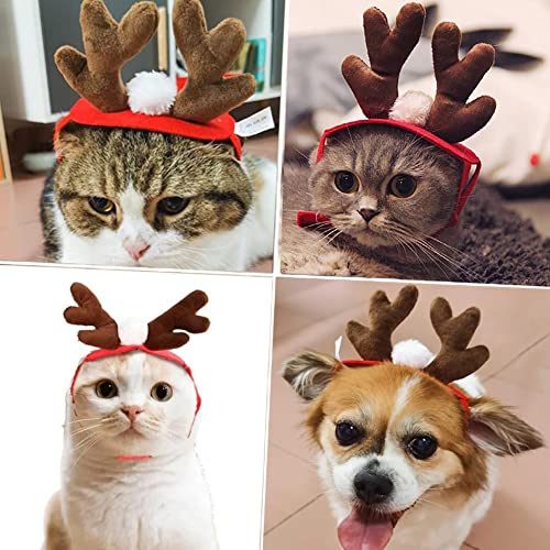 SEGMINISMART Diadema Cuernos para Mascota,Tocado de Navidad para Mascotas,Navidad Rojo para Mascotas,Diadema de Cuernos de Reno de Navidad para Perros, Gatos