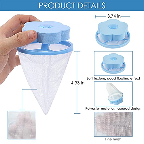 SEGMINISMART Pet Hair Remover,Depiladora de Mascotas,Atrapador de pelos Flotante para Mascotas, Herramientas de Limpieza,Reusable Floating Laundry Lint Mesh Bag