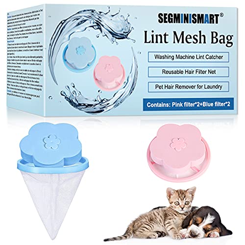 SEGMINISMART Pet Hair Remover,Depiladora de Mascotas,Atrapador de pelos Flotante para Mascotas, Herramientas de Limpieza,Reusable Floating Laundry Lint Mesh Bag