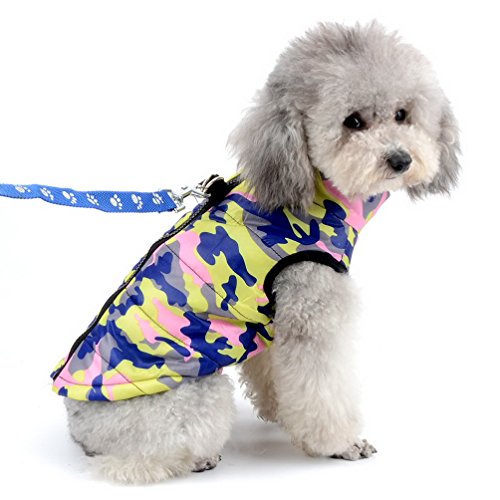 SELMAI Camuflaje Chaquetas Perros Pequeño Medianos Ropa para Gatos Invierno Chihuahua Abrigos con Anillo en D para Perros Cachorros Yorkshire Caminar al Aire Libre Rosado XS