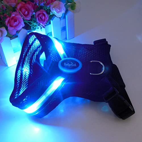 SELOY Arnés Perro Luminoso, Luces Leds, Seguro, cómodo, Transpirable y Ajustable (Azul, S)