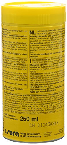 Sera Goldy Nature 250 ml Escamas para Carpas Doradas, para un Crecimiento Sano y Colores Brillantes, 60 g (Paquete de 1)