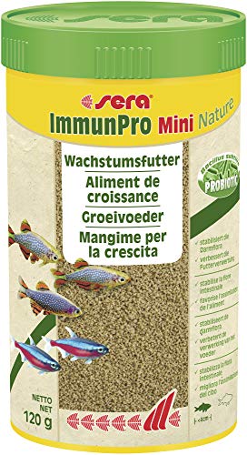 sera ImmunPro Mini Nature 250 ml (120 g) – Alimento probiótico de Crecimiento para Peces Ornamentales de hasta 4 cm