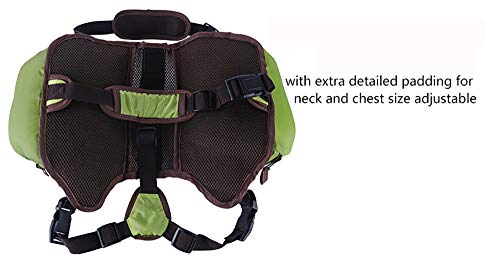 Servicio Ajustable Mochila De Suministro para Perros Hound Travel Camping Senderismo Mochila Saddle Bag Mochila para Perros Medianos Y Grandes (Verde)