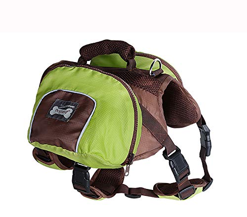 Servicio Ajustable Mochila De Suministro para Perros Hound Travel Camping Senderismo Mochila Saddle Bag Mochila para Perros Medianos Y Grandes (Verde)