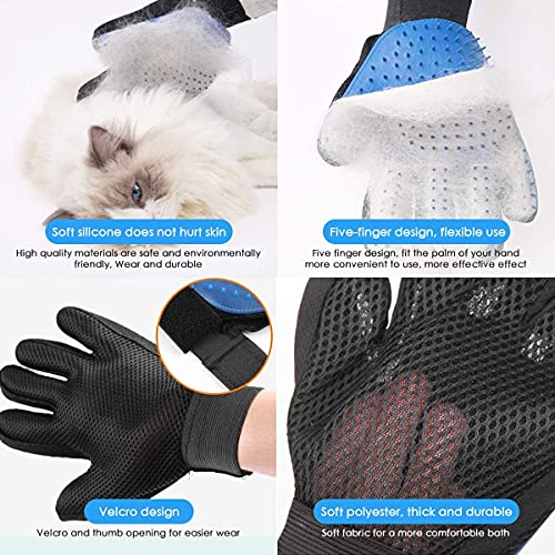 Set de 2 Cepillo para Guantes -con Removedor de pelo para Muebles - Limpieza de Mascotas Para Perros Pequeños,Medianos y Grandes & Gatos Con Pelaje Corto a Largo-Reduce la Caida de Cabello Hasta