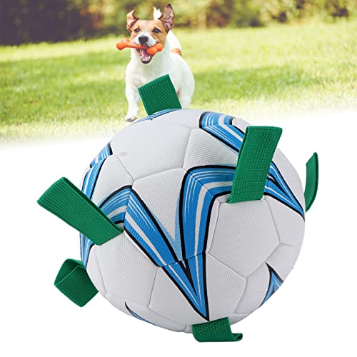 Shanrya Grab Tabs - Pelota de Fútbol para Perros, Luz Flotante, Divertida, Multifuncional, Pelota de Fútbol para Perros para Perros Pequeños Y Medianos(Azul Medio)