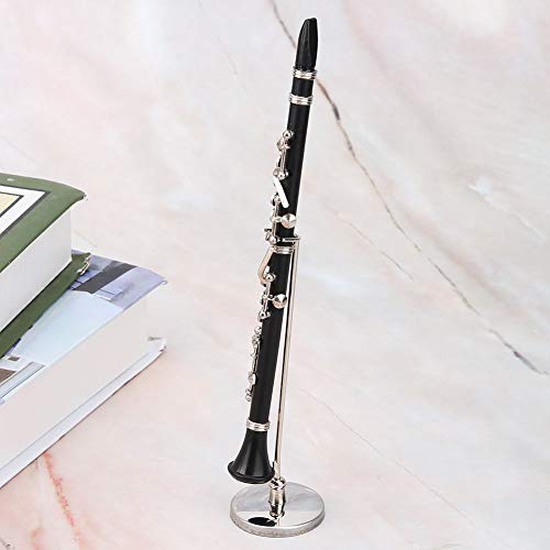 Sheens Modelo de Instrumento de Mini Clarinete, Pantalla de Modelo de Instrumento de Metal en Miniatura con Caja Negra para decoración del hogar Amantes de la música navideña