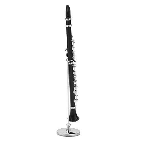 Sheens Modelo de Instrumento de Mini Clarinete, Pantalla de Modelo de Instrumento de Metal en Miniatura con Caja Negra para decoración del hogar Amantes de la música navideña