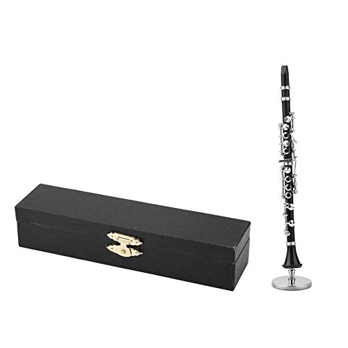 Sheens Modelo de Instrumento de Mini Clarinete, Pantalla de Modelo de Instrumento de Metal en Miniatura con Caja Negra para decoración del hogar Amantes de la música navideña