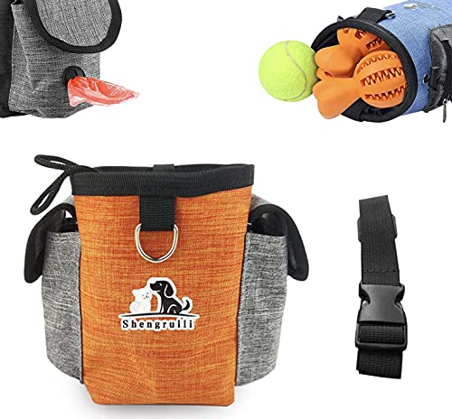 Shengruili Entrenamiento para Perros Bolsa,Perro Entrenamiento Alimentos Bolsa de Cintura,Perro Tratamiento de Cintura Bolsa,Bolsa de Comida para Perros Golosinas (Naranja)