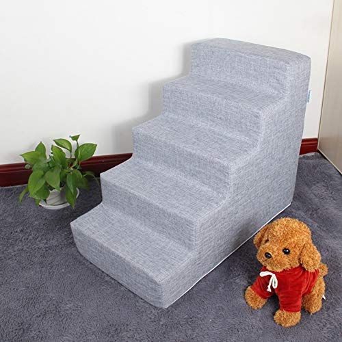 SHIJINHAO Escalera for Mascotas, Escalera De Perro Capucha Lavable Esponja De Espuma Perro Pequeño Sofá Pasos Auxiliares Escalera De Cama Interior, 4 Tamaños (Color : Blue, Size : 35x65x50cm)