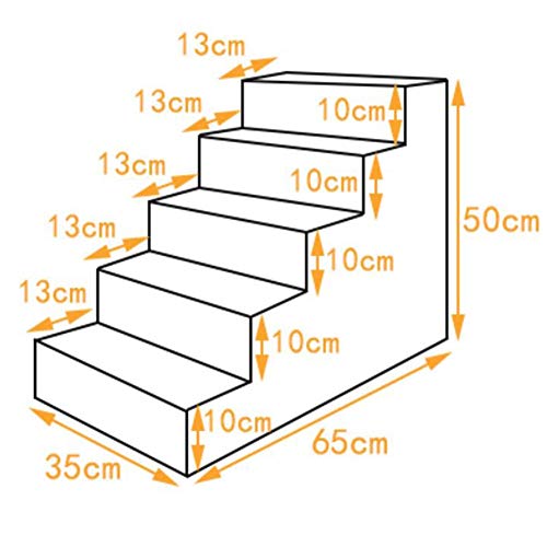 SHIJINHAO Escalera for Mascotas, Escalera De Perro Capucha Lavable Esponja De Espuma Perro Pequeño Sofá Pasos Auxiliares Escalera De Cama Interior, 4 Tamaños (Color : Blue, Size : 35x65x50cm)