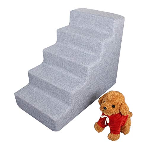 SHIJINHAO Escalera for Mascotas, Escalera De Perro Capucha Lavable Esponja De Espuma Perro Pequeño Sofá Pasos Auxiliares Escalera De Cama Interior, 4 Tamaños (Color : Blue, Size : 35x65x50cm)