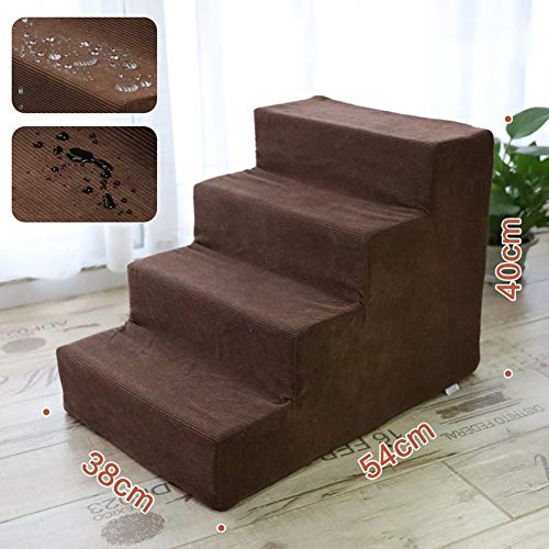 SHIJINHAO Escalera para Mascotas, Suave Rampa Elevada 3/4 Pasos Lona Alquitranada Durable Esponja Espuma Perros Pequeños Medianos Escaleras Auxiliares Pasarela Sofá, 2 Medidas