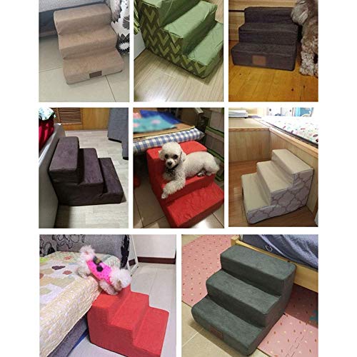 SHIJINHAO Escalera para Mascotas, Suave Rampa Elevada 3/4 Pasos Lona Alquitranada Durable Esponja Espuma Perros Pequeños Medianos Escaleras Auxiliares Pasarela Sofá, 2 Medidas